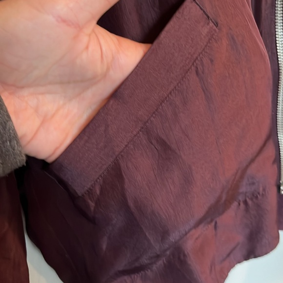 💯 Silk Bomber Jacket Plum reversible women possibly L or XL - Picture 3 of 7
